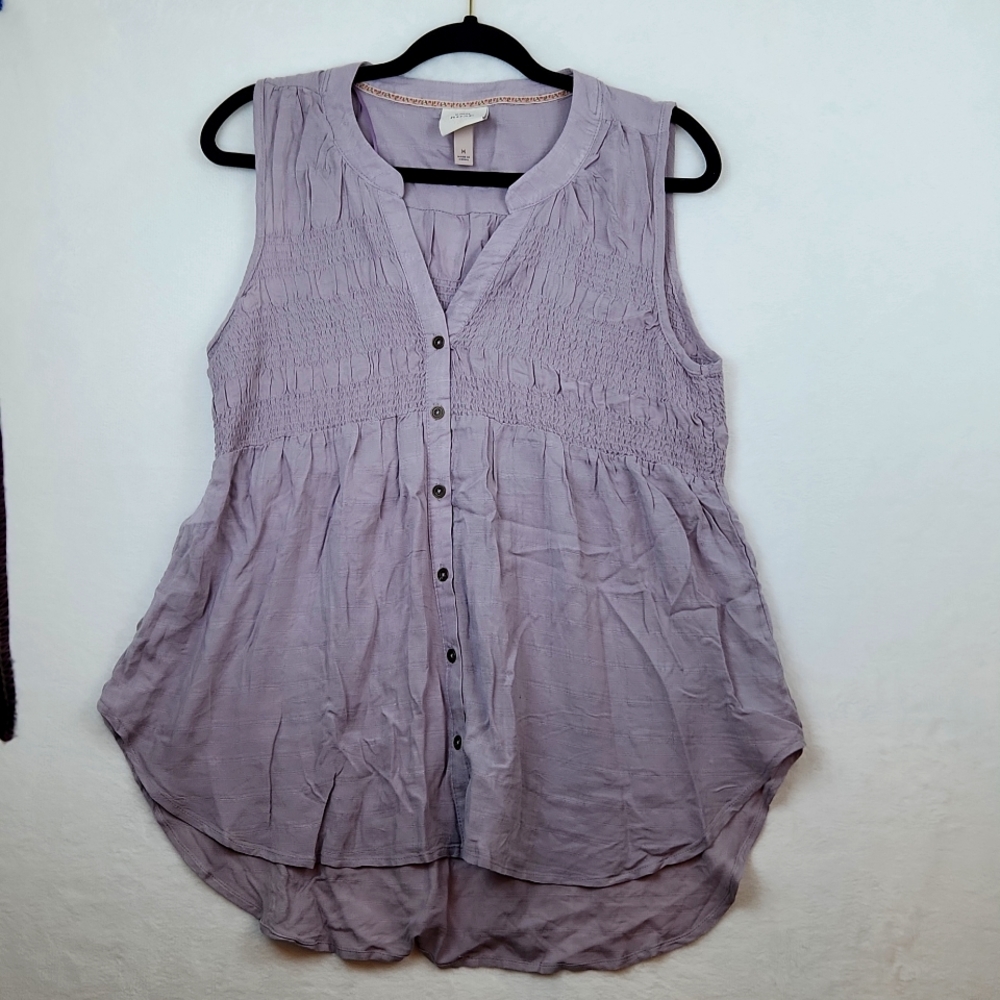 Knox Rose Sleeveless Button down Top Lavender Size Medium